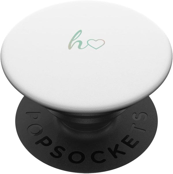 Minimalist White Rainbow Initial Letter H Heart PopSockets Standard PopGrip