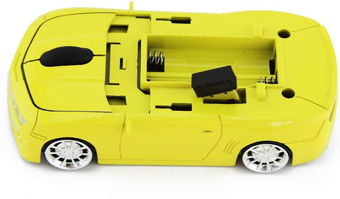 Ai5G Wireless Sport Car Shape Mouse with 2.4GHz Nano USB LED Headlight for Laptop Desktop Computer (Yellow)