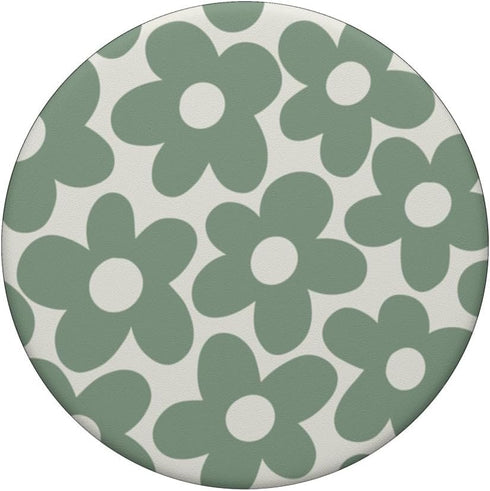 Sage Green Aesthetic Cute Flowers Women Floral Retro Daisy PopSockets Standard PopGrip