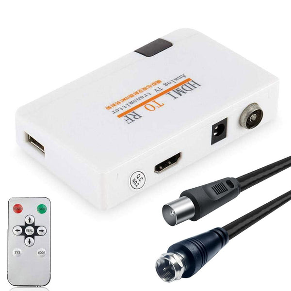 HDMI RF Modulator Coax Converter VHF Adapter w/Male F Type Cord for PS4 PS5 Xbox Nintendo Switch VCR DVD Player Roku