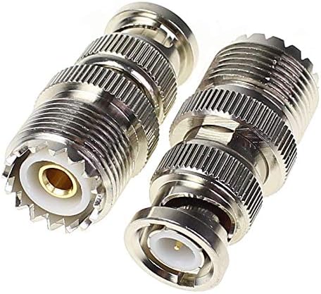 BNC Male to UHF Female PL259, Female to BNC Male SO-239 RF Coaxial Coax Adapter, 2Pcs