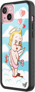 Wildflower Cases Little Angel Case for iPhone 15 Plus - Blue, Angel, Cherub, Red, Clouds, Protective Black Bumper
