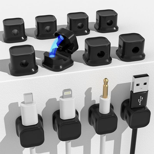 12 Pack Magnetic Cable Clips, Under Desk Cable Management, Adhesive Cord Clip Storage for Home Desk, Nightstand