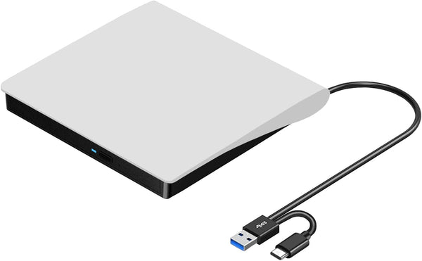 ROOFULL External CD/DVD Drive for Mac Laptop, USB 3.0 & USB-C Portable DVD
