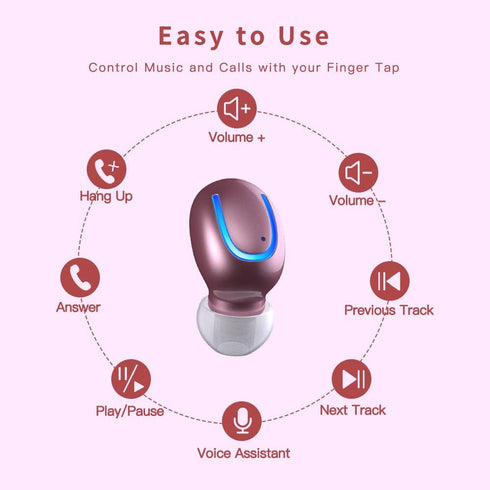 True Wireless Earbuds for Small Ears, Bluetooth Headphones, 48h Playtime, IPX7 Waterproof Sport Headphones in-Ear, with
