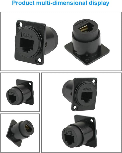 Toronce D-CAT6 Panel-Mount Connector | EtherCon Pass-Through Connector 5-Pack