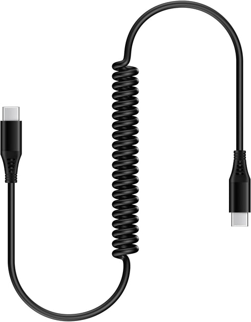 3ft Retractable USB C to C Car Charger Cable for iPhone 15 Pro Max, Coiled Fast Charging Cord for Samsung