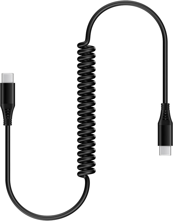 3ft Retractable USB C to C Car Charger Cable for iPhone 15 Pro Max, Coiled Fast Charging Cord for Samsung