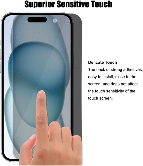 (3+3) For iPhone 15 Plus (6.7") (3 Pack) Anti Spy Private Tempered Glass Film Privacy Screen Protector and (3 Pack)
