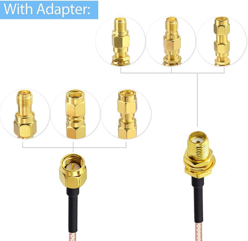 SUPERBAT SMA Male to Female RF Coaxial Cable 6in + 5pcs Adapter Kit for WiFi/Ham Radio/GPS