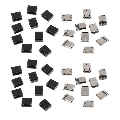 chenyang 50 Pack Micro USB DIY Connector - Micro USB Type B 5Pin Female Socket Port Repair Adapter