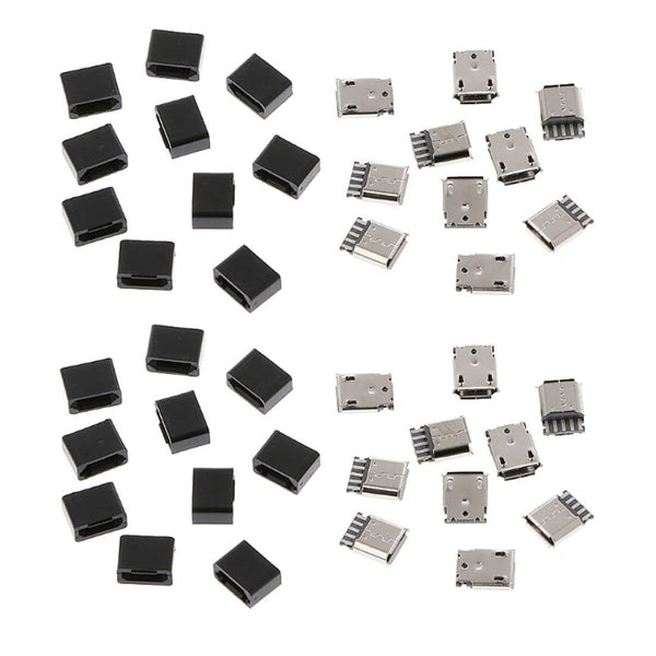 chenyang 50 Pack Micro USB DIY Connector - Micro USB Type B 5Pin Female Socket Port Repair Adapter