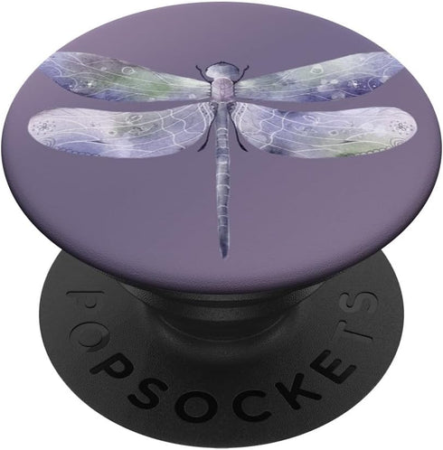 Phone 14 Pro Watercolour Dragonfly on Deep Purple PopSockets Standard PopGrip for Women