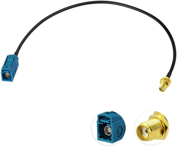 Bingfu Fakra Z Female to SMA Female Vehicle Antenna Adapter Cable, 30cm for Car Stereo, GPS Navigation, FM AM Radio