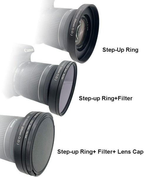 Step-up Ring for Mirrorless DSLR Cameras - Compatible with 72mm to 85mm Lens Matte Box O.D, LingoFoto Adapter