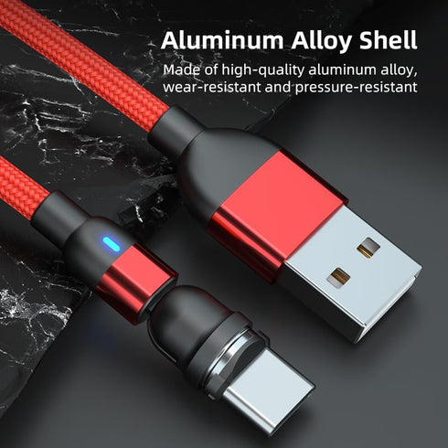 Magnetic Charging Cable 2-Pack 540° Rotating Magnetic Phone Charger Cable with LED Light for Micro USB, USB C -