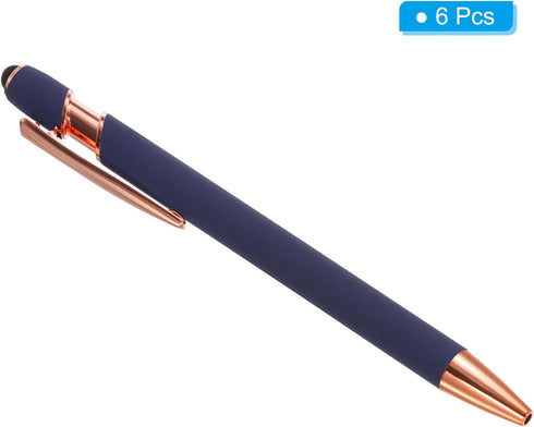 PATIKIL Ballpoint Pen with Stylus Tip, 6 Pack 2 in 1 Metal Pen Black Ink 1.0mm Medium Point for Touch Screens (Blue)