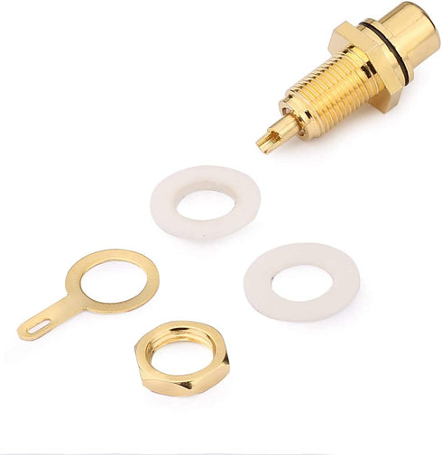 Gold Plated Female RCA Phono Panel Mount Chassis Socket Plug Jack Connector - (6 Pcs)