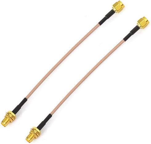 BINGFU SMA Female Bulkhead Mount to SMA Male RG316 Antenna Extension Cable, 6 inch 2-Pack
