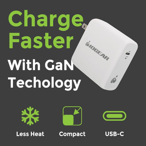 IOGEAR GearPower 100W USB-C GaN Charger, Compatible with USB4, Thunderbolt 3/4, iPhone 12, Android Smartphones