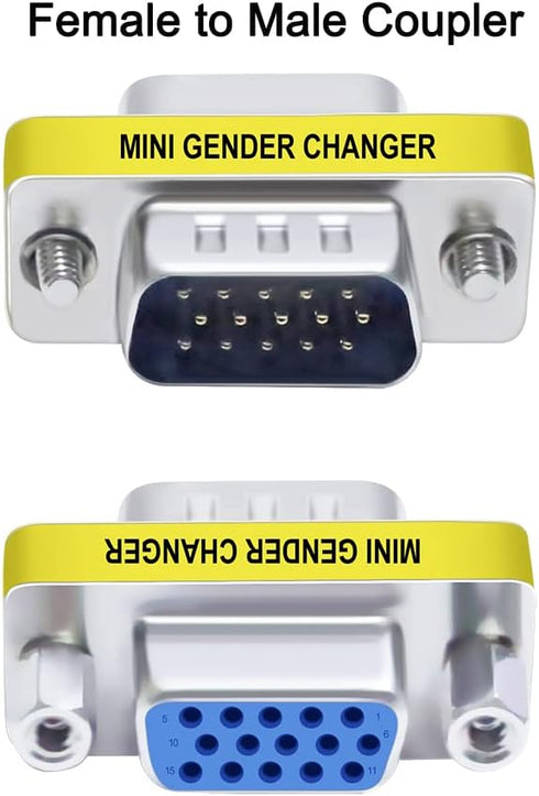 DTECH 3-Pack VGA Connector Female to Female Gender Changer, Male to Female Adapter, Male to Male Coupler