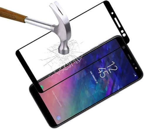 2 Pack Black Front High Clear Films, Bubble Free Tempered Glass Screen Protector for Samsung Galaxy A6 2018