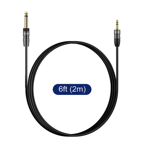 J&D 1/4 inch TS to 3.5mm TRS Cable, Heavy Duty Copper Shell, 6.5 Feet Male to Male Stereo Aux Adapter