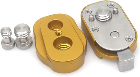 Mini Quick Release Plate System for Camera Monitors, Arms, Accessories, Microphones, Key Lights with 3/8 screws (Gold)
