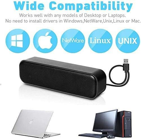 HONKYOB Counter USB Computer Speakers,Laptop Speakers Wired USB Powered,Portable Mini Sound Bar PC Speakers for Windows
