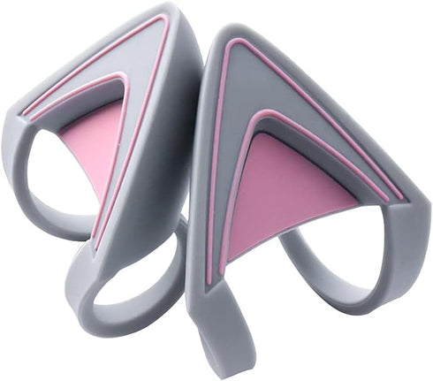 HUYUN Silicone Headsets Cat Kitty Ears Lovely Attachable Accessory Perfect Compatible for SteelSeries Arctis 5, Bose NC700 QC35 Silver Gray White Mercury Headphones