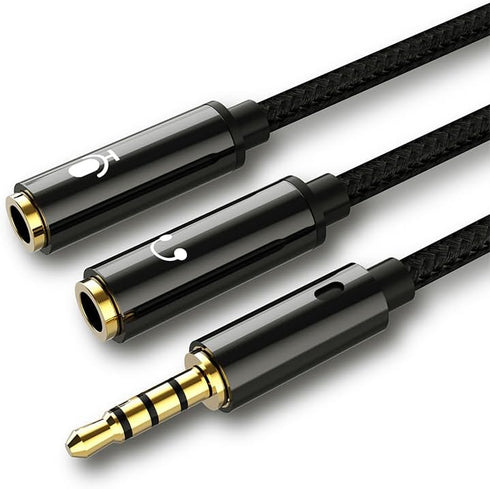 Headphone Splitter 3.5mm Mic and Audio Y Splitter TRRS Headset Adapter Cable Compatible with PC, Laptop, Android, Windows, and Smart Phones (Not for 2 Headphones)