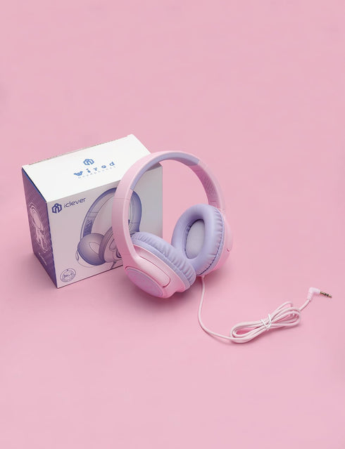 iClever Kids Headphones with Cord, 85dBA Safe Volume Wired Headphones for Kids, Over Ear for School/Tablet (Pink)