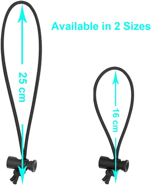 Foto&Tech Multipurpose Extra Thick Elastic Cable Tie and Organizer, 10x 25CM, Reusable Tangle Tamer, Black