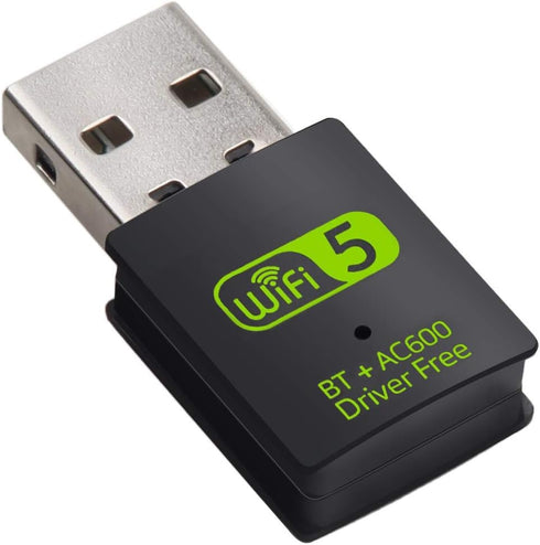 USB WiFi Bluetooth Adapter, 600Mbps Dual Band 2.4/5Ghz Mini Dongle for PC, Laptop, Desktop Wireless Network