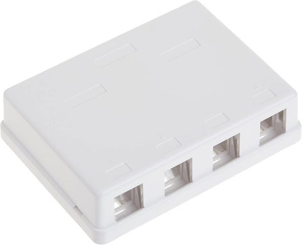 4 Port Keystone Jack Surface Mount Box, White, for Networking & Home Theatre