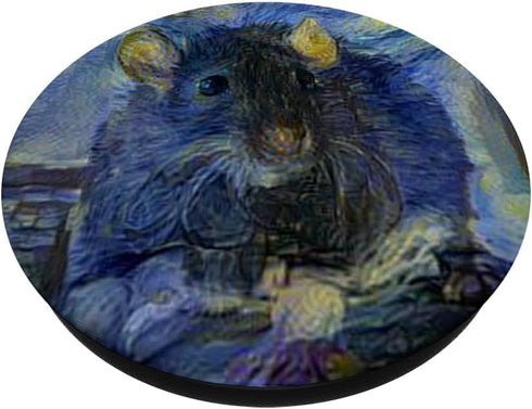Starry Night Cool Rat Mouse Altered Art Gift PopSockets Standard PopGrip