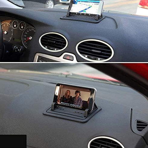POCREATION Car Dashboard Mobile Phone Mount Holder, Universal Silicone Gel Cradle Stand Pad Cell Sat Nav All Vehicles Phones GPS Mat Antislip Dash Adjustable for Smartphone Table
