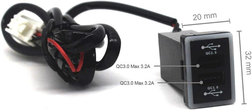 Dual USB Power Socket for Toyota QC3.0, Quick Charge Car Charger Adapter for Smartphone/iPad/PDA, Max 6.4A Output (32 *