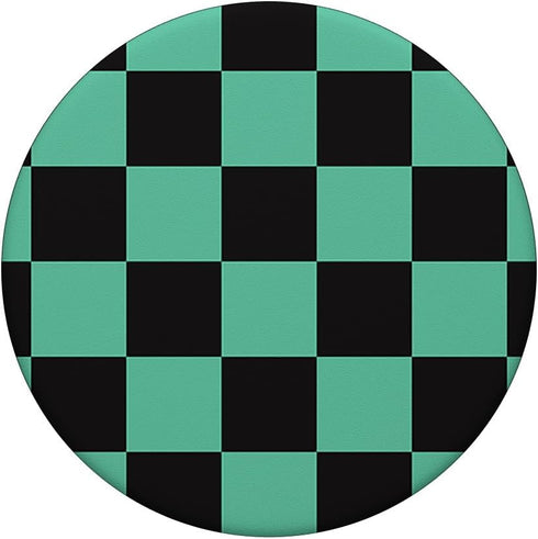 Checkered Black Green Anime Pattern PopSockets Standard PopGrip