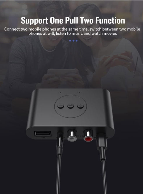 Bluetooth 5.4 Audio Adapter for Music Streaming Sound System, Wireless Adapter for Smartphones and Tablets, Works with
