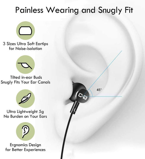 CGS-W1A USB Earbuds with USB-A to C Adapter, Clear Mic, Deep Bass, Compatible with Samsung, Laptops, Mac.