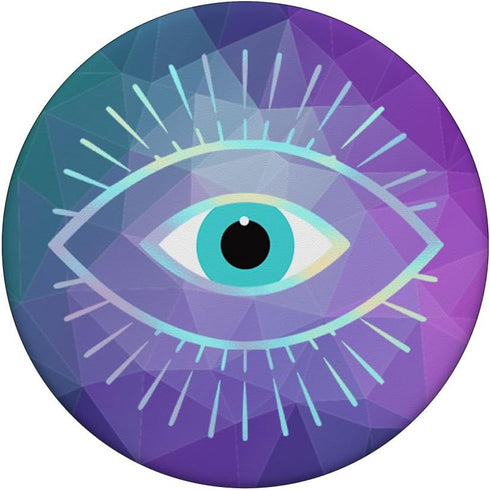 Rainbow Evil Eye Teal Purple Polygon PopSockets Standard PopGrip