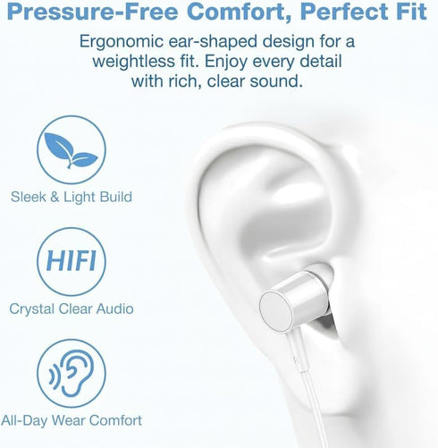 Generic 3.5mm Commute 2 Pack Wired Earbuds in-Ear Headphones with Microphone & Volume Control, Jack Stereo Sound, Noise