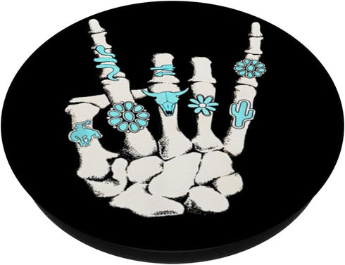 Western Rock On Skeleton American Rodeo Cowboy Fun Gifts PopSockets Standard PopGrip