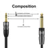 J&D 1/4 inch TS to 3.5mm TRS Cable, Heavy Duty Copper Shell, 6.5 Feet Male to Male Stereo Aux Adapter