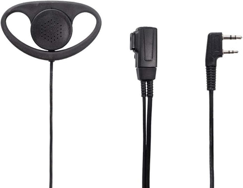 Caroo D Shape Earpiece Headset with Mic PTT Compatible with Baofeng UV-5R BF-888S BF-F8HP BF-F9 UV-82 UV-82HP UV-82C Kenwood TK-2107 TK-3107 Walkie Talkies Two Way Radio 2 pin