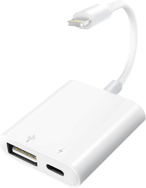 Lightning to USB Camera Adapter with Charging Port for iPhone, Portable USB 3.0 Female OTG Cable for iPad to Connect