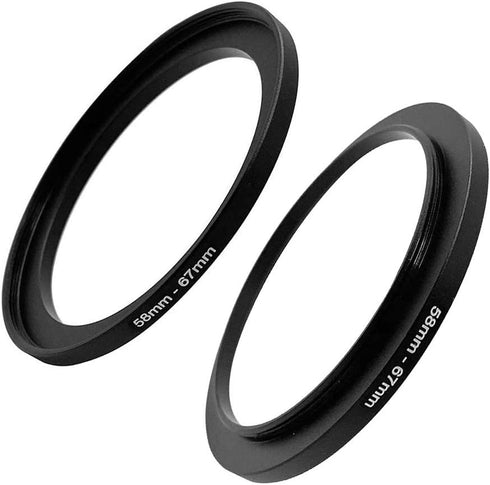 58-67mm Step-up Aerometal Camera Lens Filter Adapter Ring - Fire Rock Aviation Aluminum Alloy - 2 Packs
