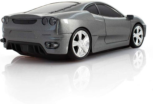 Wireless Optical Sports Car Mouse, 2.4G Nano USB AA Battery Mice for Desktop Laptop (Gray)