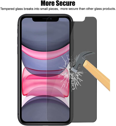 3 Pack Privacy Screen Protector for iPhone XR (6.1") / iPhone 11 (6.1") - Anti Spy Private Tempered Glass